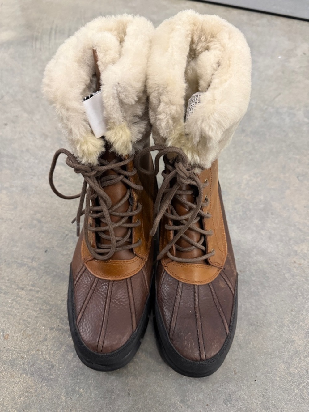 Ralph Lauren Brown Two-Tone Fur-Trim Winter Boots